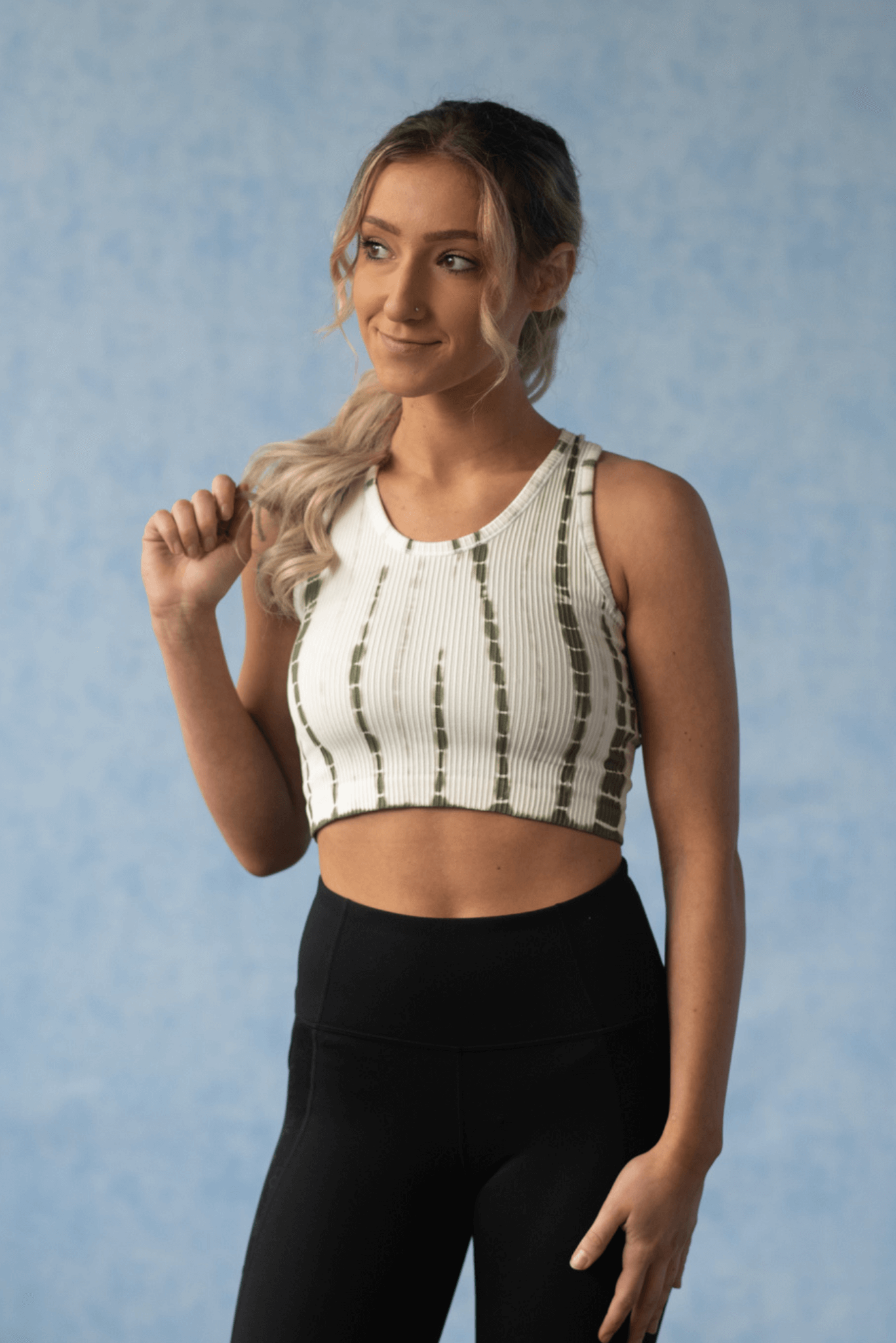 Let Loose Tie Dye Crop Top Olive