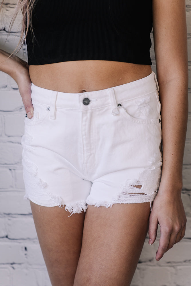 Kan Can Irreplaceable High Rise White Shorts